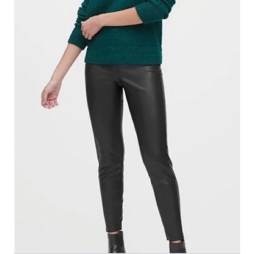 Banana Republic black faux leather stretch leggings NWT
